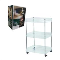 Carrinho Organizador Triplo Acrílico Com Rodízio Multiuso 3601