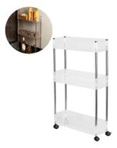 Carrinho Organizador Triplo Com Roda Acrílico Cristal