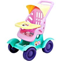 Carrinho p/ boneca 58cm pequena mamãe c/ capota - tilin 0314