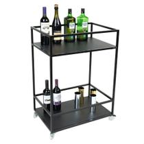 Carrinho Para Bebidas Estilo Industrial Preto Com Prateleiras Em Mdf Preto Carrinho Para Bebidas Estilo Industrial Preto Com Prateleiras Em Mdf Preto