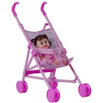 Carrinho para boneca bebê com 4 rodas - DM Toys