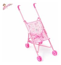 Carrinho Para Boneca Infantil Rosa Dobrável Leve Brinquedo