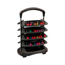 Carrinho Para Esmalte Santa Clara Com 4 Bandejas Com Capacidade Para 80 Unidades Preta Ref 5267