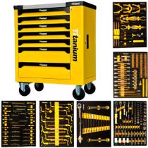 Carrinho para ferramentas com 7 gavetas e 258 ferramentas - Work Station (Amarelo)