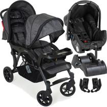 Carrinho para Gemeos Bebe Conforto Base Galzerano Doppio Grafite