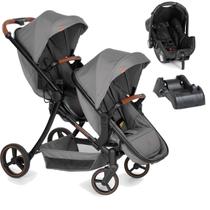 Carrinho para Gêmeos com Bebê Conforto e Base Galzerano Nix Duo Grafite Carrinho para Gêmeos com Bebê Conforto e Base Galzerano Nix Duo Grafite