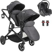 Carrinho para Gemeos Moises Bebe Conforto Kiddo Pair Grafite Carrinho para Gemeos Moises Bebe Conforto Kiddo Pair Grafite