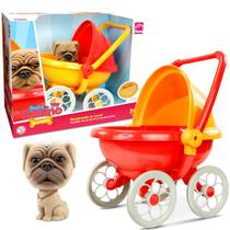 Carrinho para Levar Bonecas Pet com Cachorrinho Passeio com filhote Roma