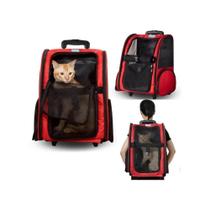 Carrinho para pets bolsa de rodinhas caes gato mochila viagem alcas canguru mala completa