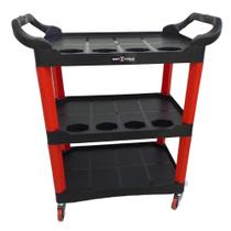 Carrinho para trabalhos automotivos 3 bandejas - detailers red & shine