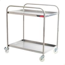 Carrinho Para Transporte Imeca Em Aço Inox 430 C/ 2 Bandejas 52x80 E Rodízios Giratórios 6544 Carrinho Para Transporte Imeca Em Aço Inox 430 C/ 2 Bandejas 52x80 E Rodízios Giratórios 6544