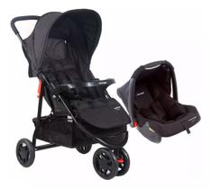 Carrinho Passeio e Bebê Conforto Delta Duo Pro Preto Voyage Suporte Bebês até 15kg Com Travel System