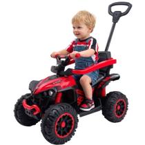 Carrinho Passeio Mini Quadriciclo Infantil Brinquedo 2 Em 1 Com Empurrador Guarda Corpo Apoio Dos Pés Menino E Menina