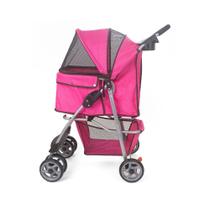 Carrinho Passeio Pet Cão Cachorro Gato Carregar Pequeno Porta Copo Transporte Mochila Viagem Rodinhas Dobrável Ventilação Compacto com Cesto Rosa