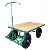 Carrinho plataforma assoalho de madeira sem aba capacidade de carga 500kg - 1200X650MM - Pintado - Roda Maciça