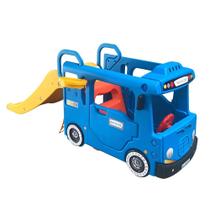Carrinho Playground de Ônibus 3 em 1 com Escorregador e Kit de Golf Azul/Amarelo G31 - Gran Belo