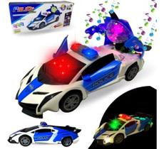 Carrinho Policia Anda Emite Luz E Som Gira 360 Graus - Enviamos no mesmo dia