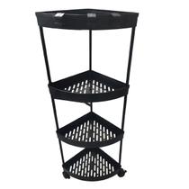 Carrinho Prateleira de Canto 4 Andares Rack Estante Organizaçao Gancho Rodinhas Casa Banheiro Cozinha Multiuso Resistente