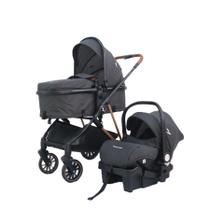 Carrinho Premium Baby + Bebê Conforto + Base Florence Black/Preto
