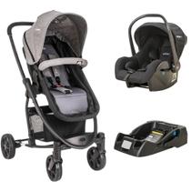 Carrinho prima melange grafite + bebe conforto casulo click preto (415) + base - kiddo