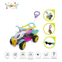 Carrinho Quadriciclo De Passeio Grande Com Proteção 2 Em 1 Para Criança Rosa Infantil Empurrador Pedal