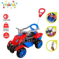 Carrinho Quadriciclo De Passeio Grande Com Proteção 2 Em 1 Para Criança Spider Infantil Empurrador Pedal