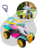 Carrinho Quadriciclo Infantil 2 em 1 com Pedal e Empurrador, Haste Direcional, Anel de Proteção e Rodas Antiderrapantes até 30kg
