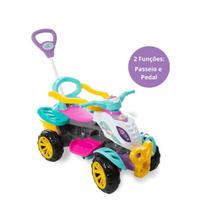 Carrinho Quadriciclo Infantil Passeio Pedal c/ Haste Protetor Bebê Spider Menino Menina Azul Rosa - MARAL BRINQUEDOS