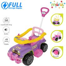 Carrinho Quadriciclo Jip Jip Rosa De Passeio Infantil Bebê Com Empurrador E Buzina Sem Pedal Haste Direcionável Para Menina