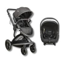 Carrinho quantum melange + bebe conforto casulo click preto (415q) - kiddo