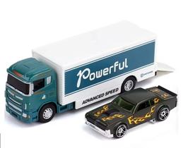 Carrinho Reboque Caminhão Die Cast Baú Verde Metal 1:64