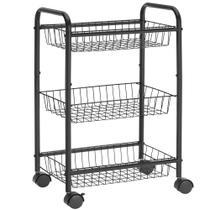 Carrinho Rolante SONGMICS de Metal 3 Andares com Cestos Pretos - UBSC03BK Carrinho Rolante SONGMICS de Metal 3 Andares com Cestos Pretos - UBSC03BK