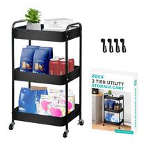 Carrinho rolante ZOES HOMEWARE 3 Tier Metal Utility Black