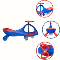 Carrinho Rolimã Infantil Super Car Azul com Volante 360, Rodas com LED e Apoio Antiderrapante para os Pés