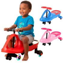 Carrinho Rolimã Infantil Triciclo com Rodas LED Rosa, Azul ou Vermelho