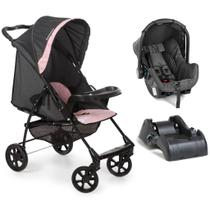 Carrinho Romano Travel System Romano Preto Rosa com Base