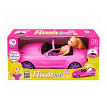 Carrinho Rosa Com Boneca Conversível Brinquedo Flash Girl Carrinho Rosa Com Boneca Conversível Brinquedo Flash Girl