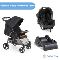 Carrinho San Remo de Bebe com Bebe Conforto Grid + Base Galzerano Petro Cobre