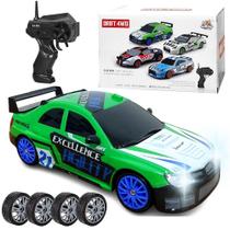 Carrinho Sbaru de Corrida Controle Drift 4x4 Recarregável 1:24 com 4 Rodas Extras