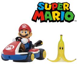 Carrinho Super Mario Kart Spin Out Com Banana Mario - Candide