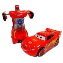 Carrinho Super Robots relâmpago mcqueen Carro Vira Robô Emite Luz Som Transformers