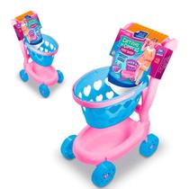 Carrinho Supermercado Cestinha Compras 2x1 Infantil Oferta