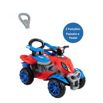 Carrinho Suporta até 30kg Quadriciclo Infantil Passeio Pedal c/ Haste Protetor Spider Menino Menina Azul Rosa Porta Objetos - MARAL BRINQUEDOS