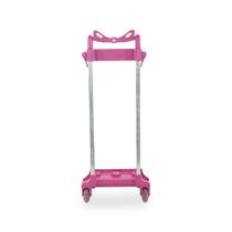 Carrinho suporte mochila 35 cm rodinha mochila escolar rosa