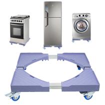 Carrinho Suporte móvel de geladeira refrigerador fogão eletrodoméstico freezer máquina de lavar com rodas base ajustável Gira fácil até 400kg - Bazar Bom
