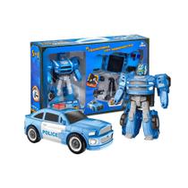 Carrinho Transformável Megaformers Super Guardian 5 em 1 Azul Multikids Policia