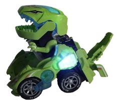 Carrinho Transforme Dinossauro Electrónico Anda Musical Verde