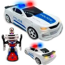Carrinho Transformer Automático Robô Bate e Volta com Luzes Diversão Garantida para Crianças