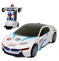 Carrinho Transformer Branco Bate e Volta Luz e Som Menino