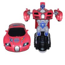 Carrinho Transformer Que Vira Robô Luzes e Efeitos Sonoros Sistema Bate e Volta Natal